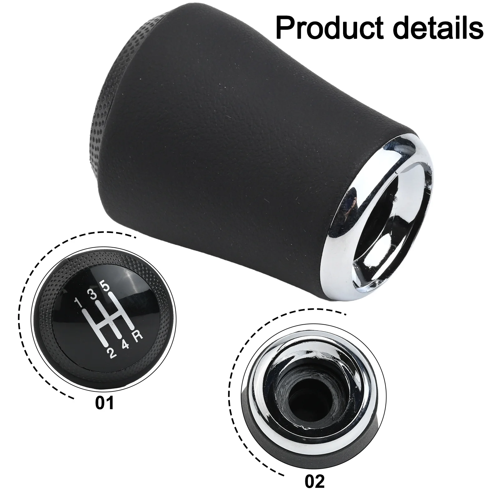 

Black Shift Knob 5 Speed Black Comfortable Driving Experience PU Leather Personalized Car Accessory Driving Comfort