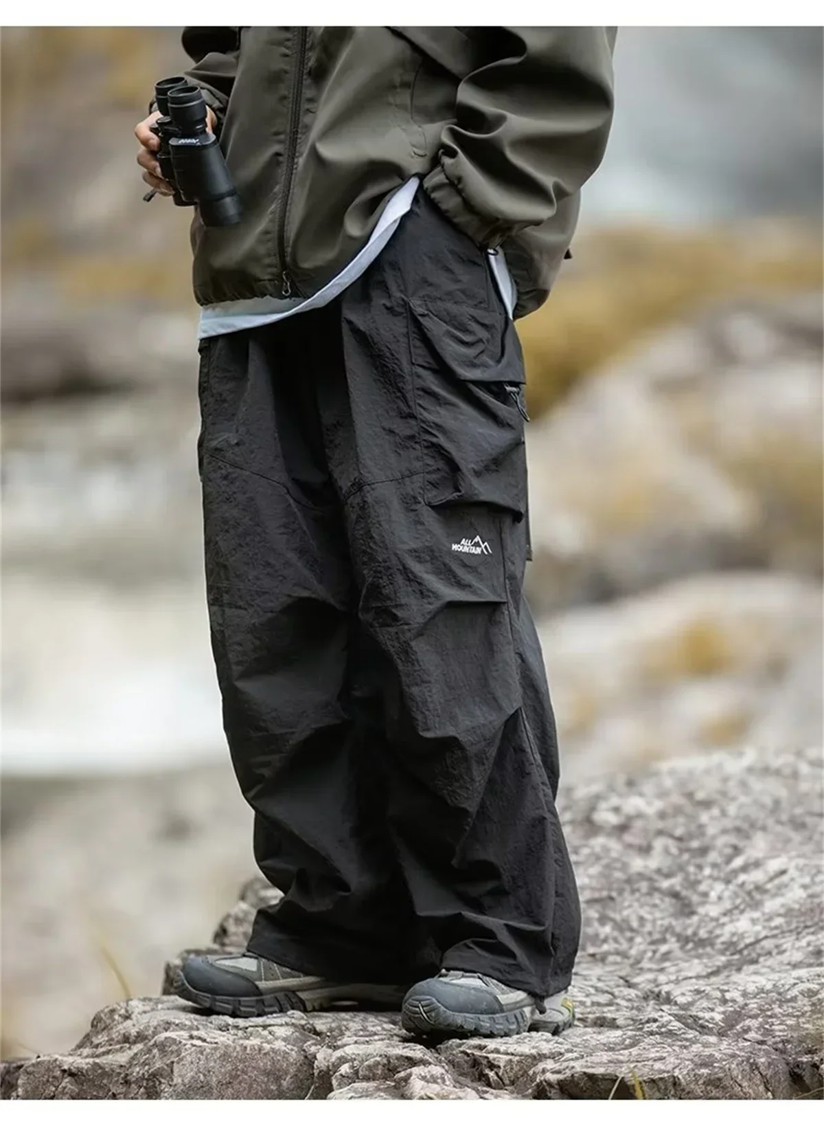 Herren-Hose mit offenem Schritt, verstecktem Reißverschluss, mehreren Taschen, Kordelzug, im Safari-Stil, für Outdoor-Aktivitäten, mit leicht verstecktem Reißverschluss, Schrittloshose. – Detail 13