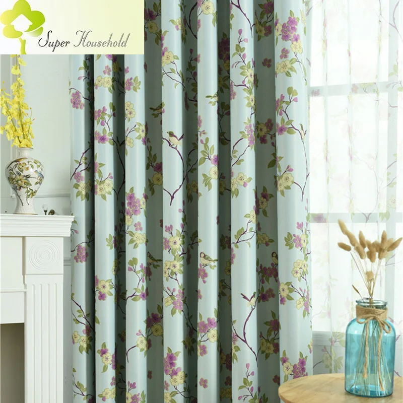 Pastoral Flowers Magpie Curtains for Bedeoom The New American Country Style Fresh Full Shade Printing Curtain For Living Room