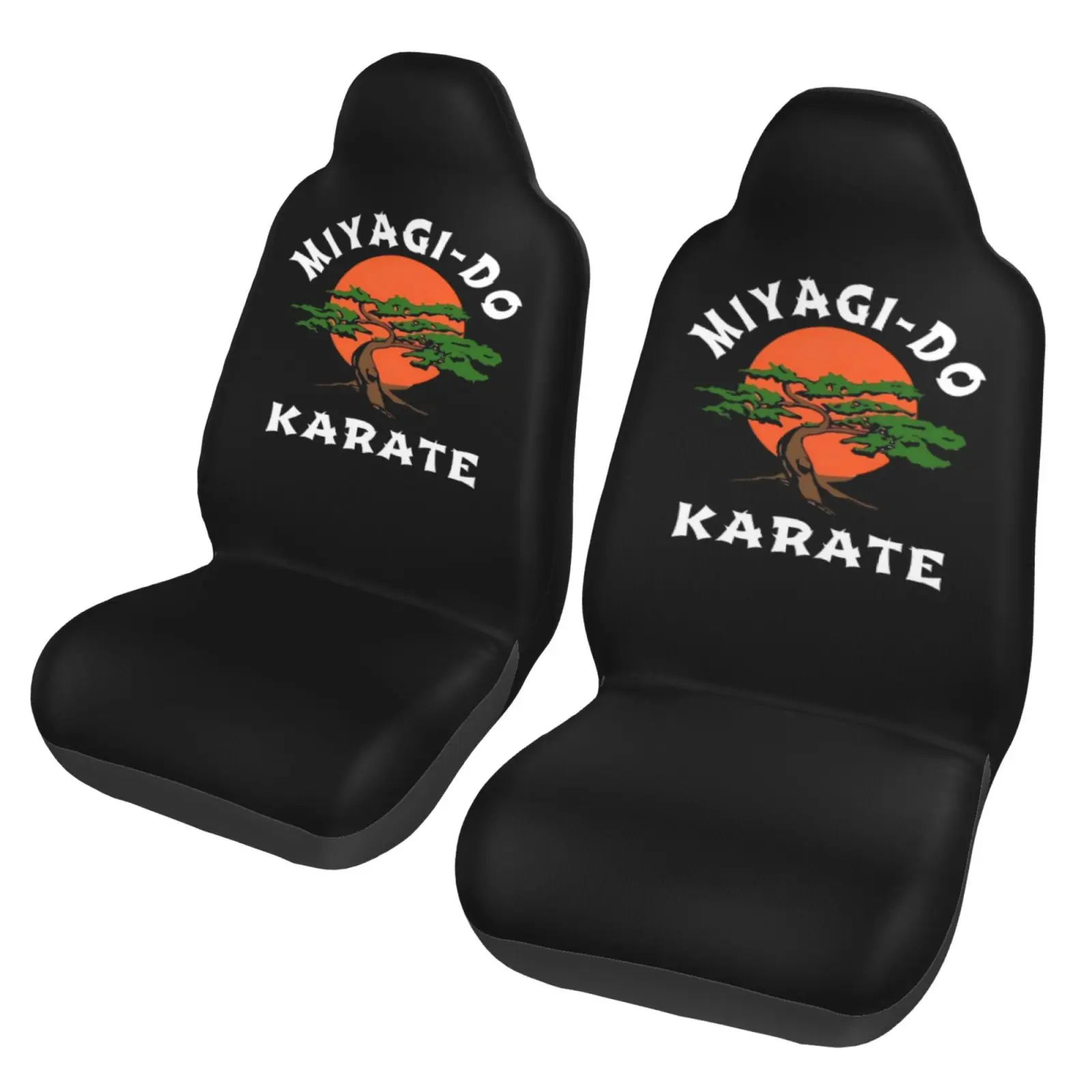Fun Cartoon Character Miyagi Road Printed Car Seat Cover Anti Fouling Convenient Protective Cover 2-piece Seat Protective Cover