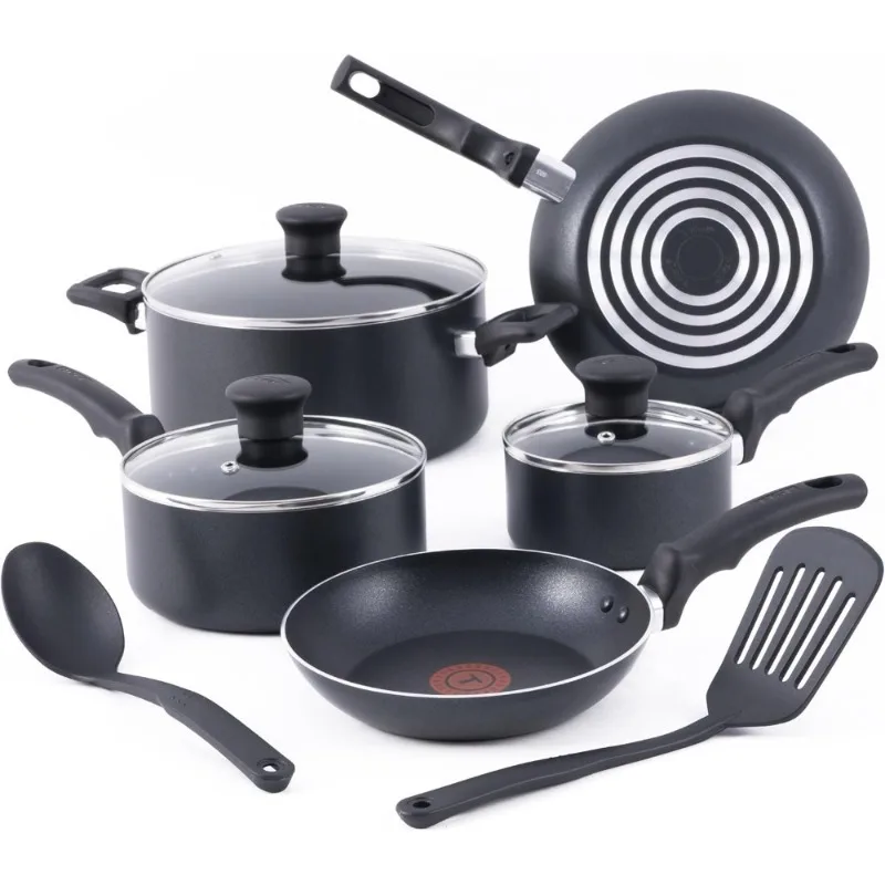 

Non-Stick Cookware Set 10-Piece Pots and Pans Kitchen Cooking Set Black