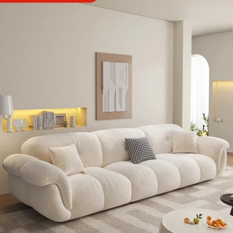 French Cream Wind Sofa Simple Modern Puff Marshmallow Cat Claw Milk Fleece Straight Row Small Unit Petal Sofa