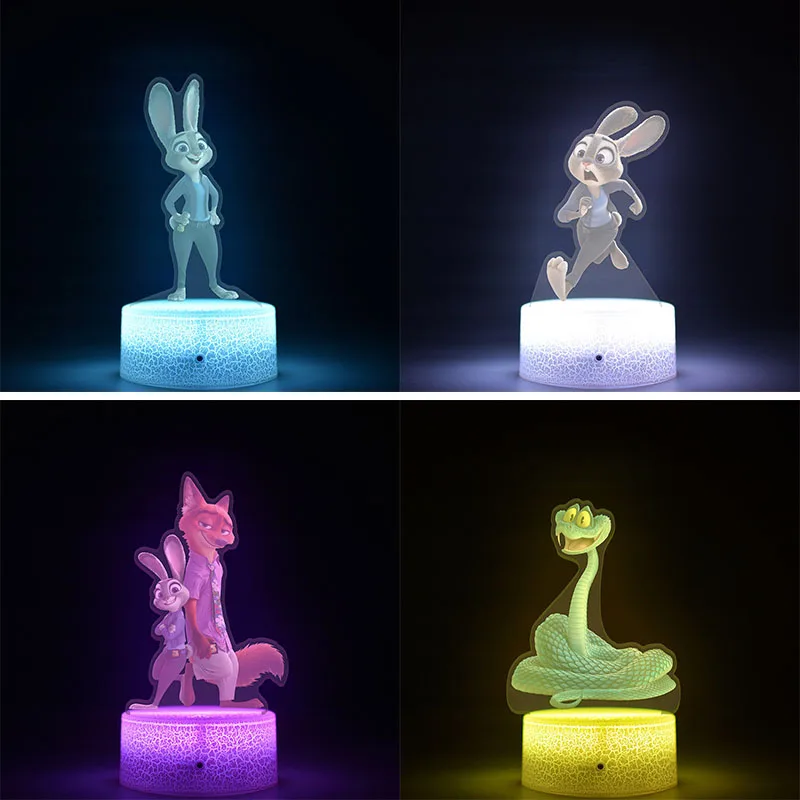 

Disney Zootropolis LED Lamp with Base Decorative Bedroom Light Desktop Night Lamp 3D Acrylic Children's Night Light Table Decor