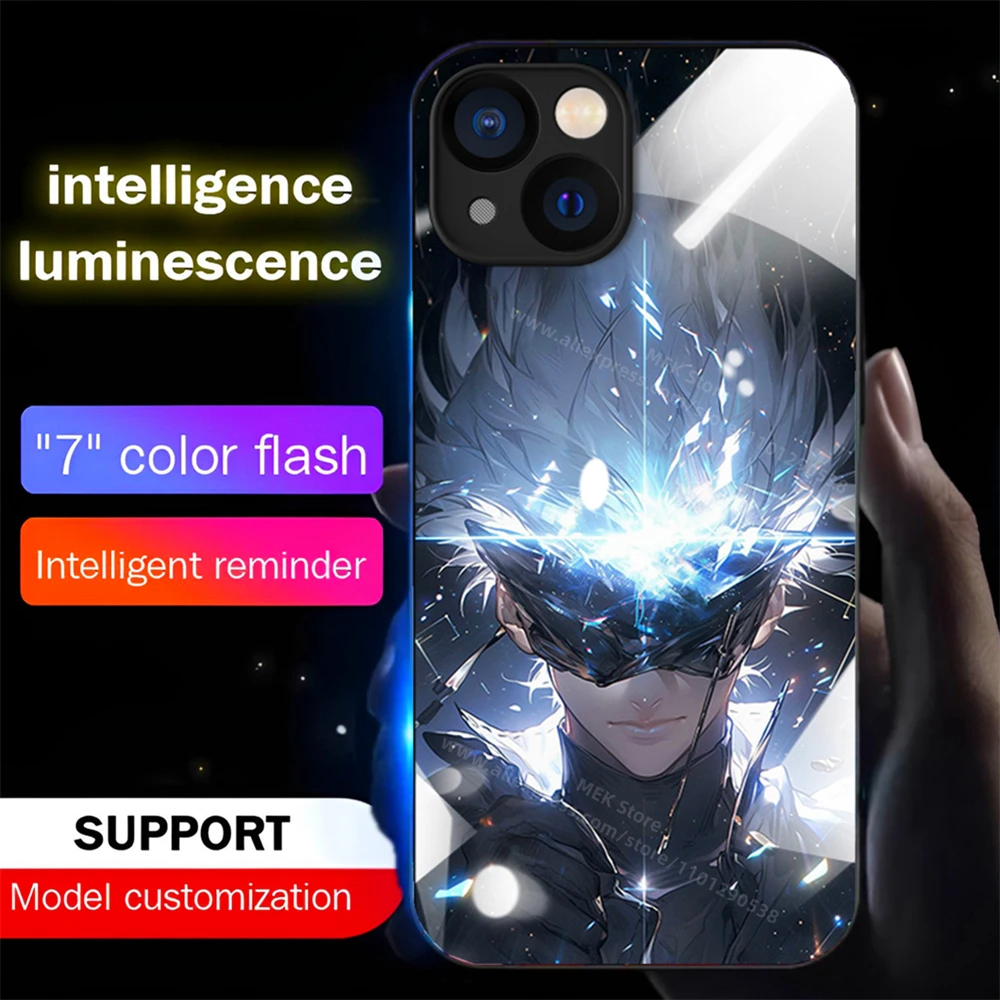 2026 Luxury Anime Cartoon Smart Led Light Call Up Luminous Phone Case For Samsung S25 S24 S23 S22 S21 S20 FE Note 20 Plus Ultra