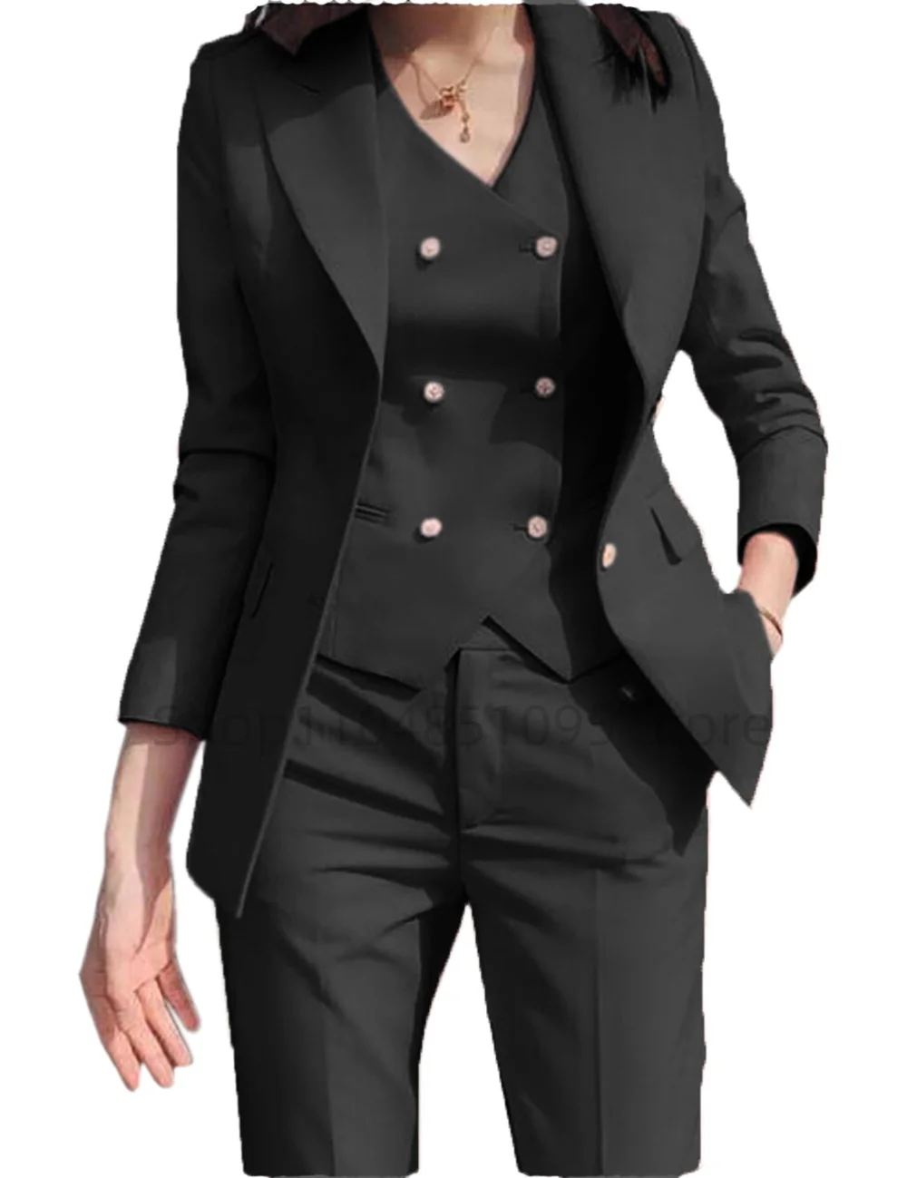 الصلبة الدعاوى النساء الراقية الخريف موضة جديدة مزاجه الأعمال الرسمية سليم السترة سترة السراويل مكتب السيدات ملابس العمل المشمش #4