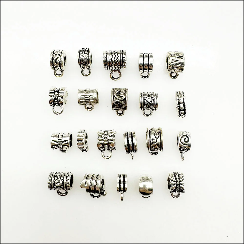 New Bail Connectors Retro Tibetan Silver Plated For Bracelets Charms Making Jewelry