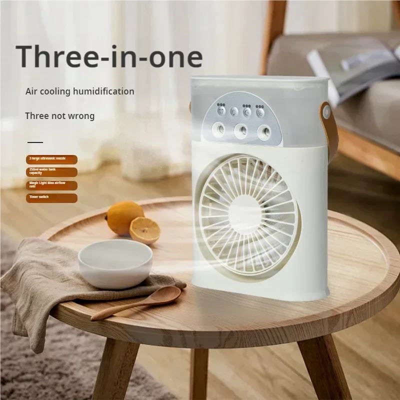 USB Interface 3-Hole Spray Humidification Refrigeration Air Conditioner Portable Desktop Mini Electric Fan