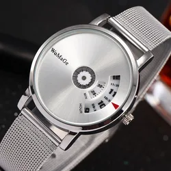 Fashion Creative Watches Men Casual Men Watch Mesh Stainless Steel Gentleman Turntable Watches Womage Watch reloje hombre