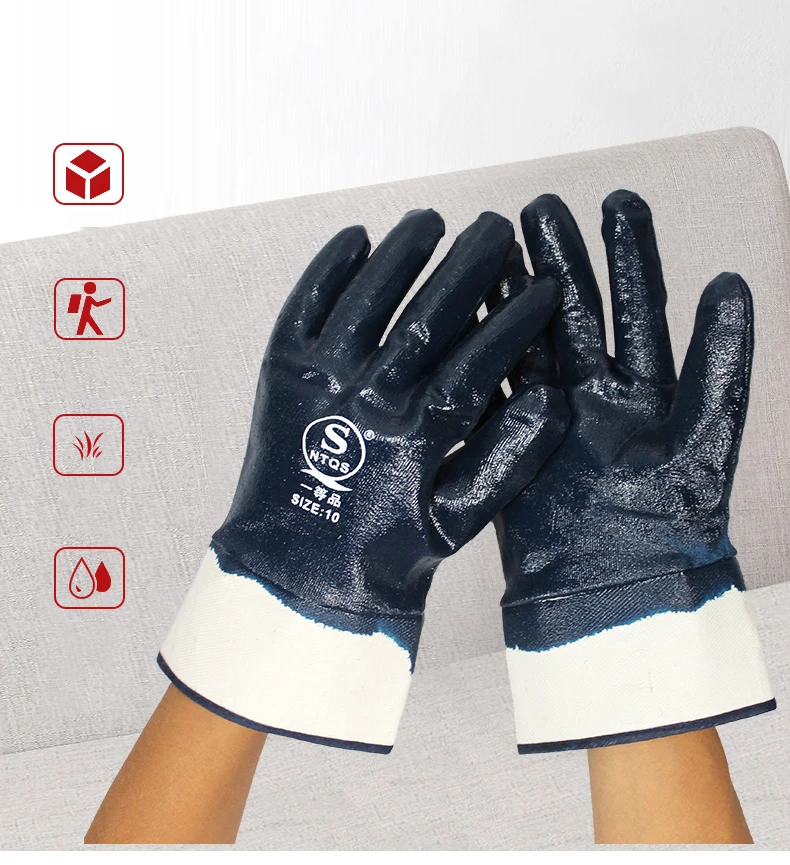 Nitrile Gloves Dark Thicken Rubber Glove Waterproof Oil Resistant for Gas Station Working Safety Protection Safety Gloves