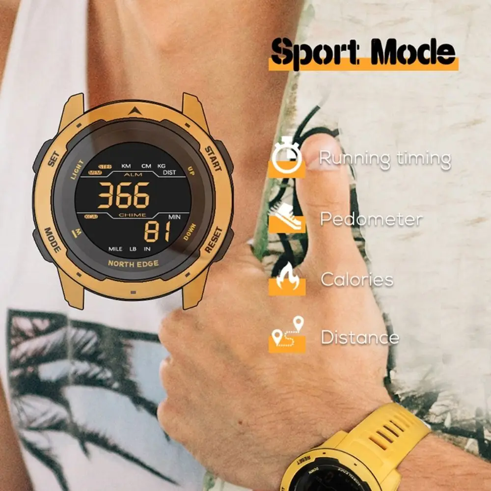 

Waterproof 50m Smart Watch Dual Time Shock Resistant Digital Watch Digital Alarm Rubber Strap Sports Watch Outdoor Running