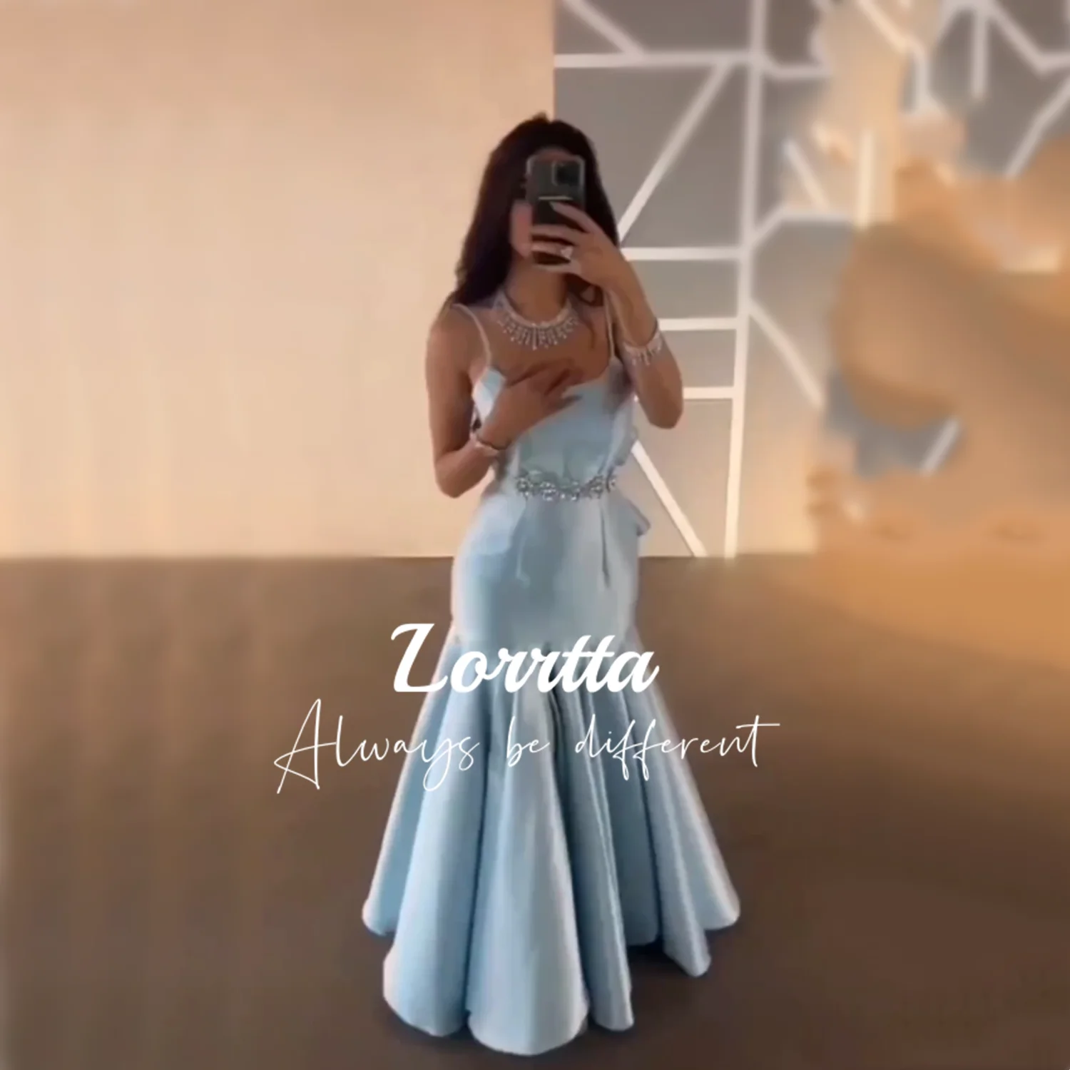 Gown Italian Mermaid Satin Formal Occasion Beaded Scoop Neck Strap Ruffles فساتين السهرة شارون سعيد Vestido De Gala Customized