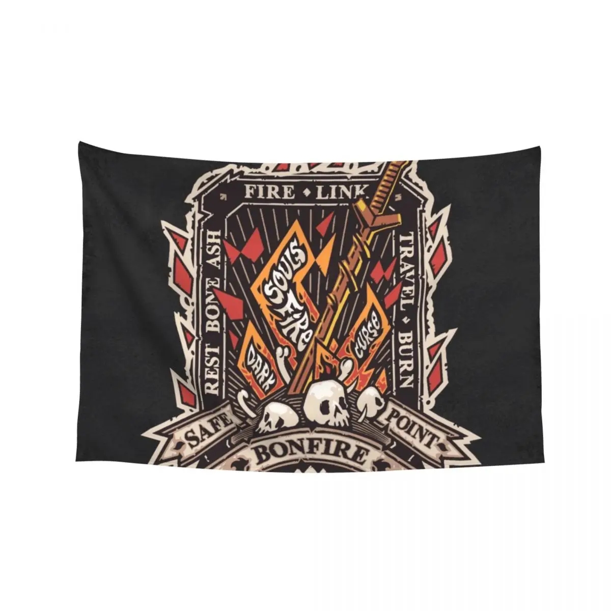 

Dark Bonfire Emblem with Curse Souls Color Tapestry Room Decore Aesthetic Room Decor Mushroom Tapestry
