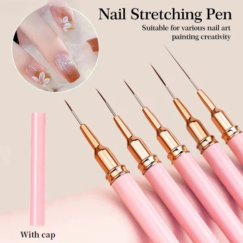 5pcs Nail Art Liner Brush Set UV Gel Nail Brushes Kits French Stripe Line Painting Drawing Flower Pen Professional Manicure Tool