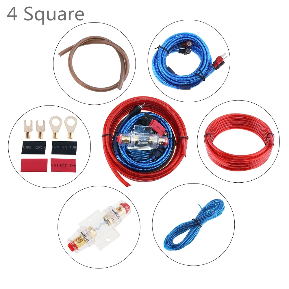 

1 Set PVC + Copper Clad Aluminum Car Power Amplifier Audio Line Speaker Woofer Cables Power Line with Fuse Suit and Fuse Holder