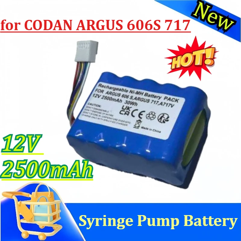 12V 2500mAh Ni-MH Rechargeable Battery Pack Compatible for CODAN ARGUS 606S, ARGUS 717, A717V Infusion Syringe Pump