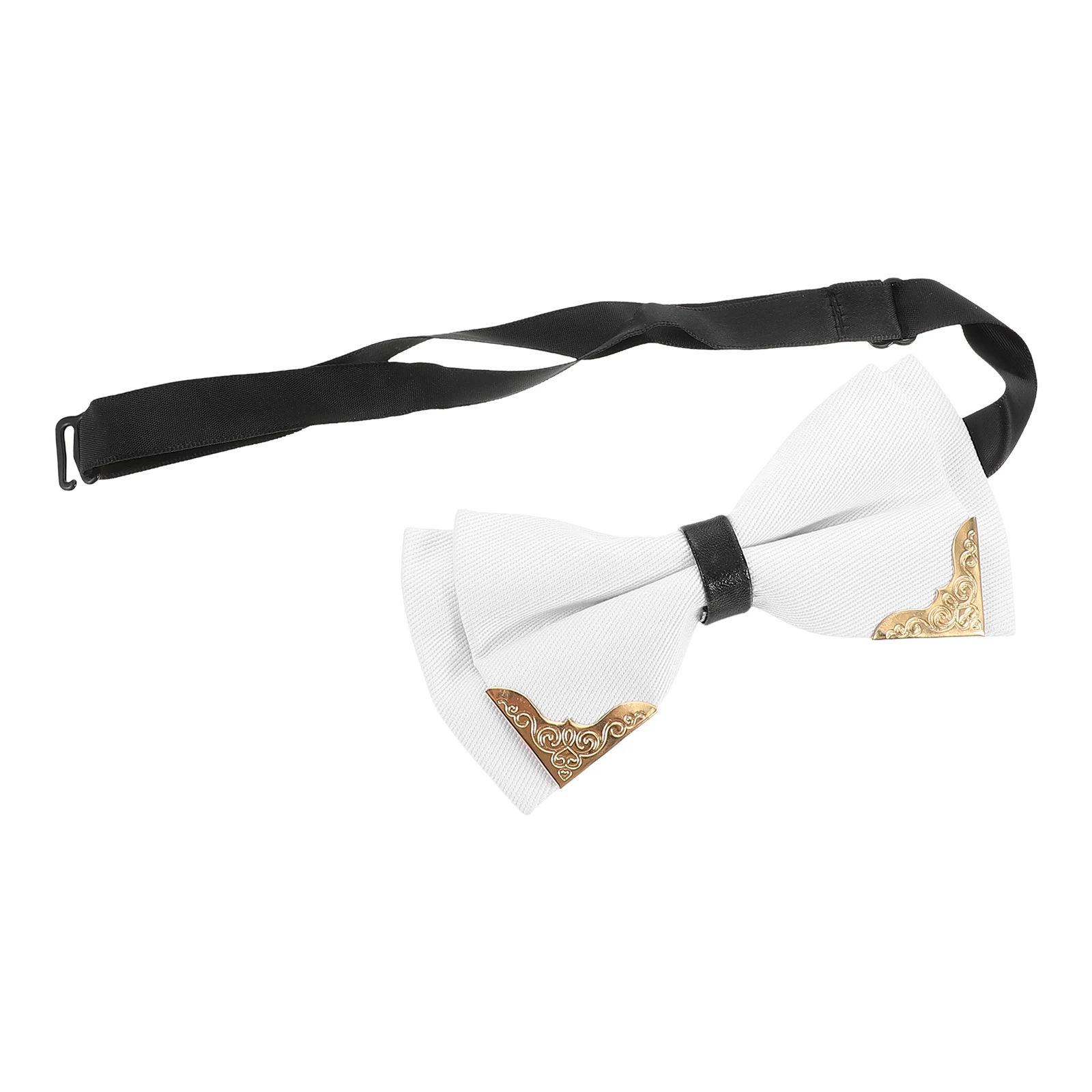 

Metal Trim Bow Tie White Tuxedo Formal Events Parties Men Wedding Groom Pre Tied Bowties Groomsmen Korean Design