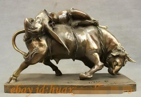 Chinese Truss Belle On Bull Ox Bullfight Statue Art Animals Sculpture