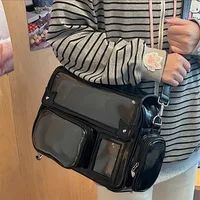 New Y2K Cute Ita Bag Harajuku Girl Transparent Pocket Large Capacity Crossbody Bag Lolita DIY Badge Display Casual Shoulder Bags - Image 6