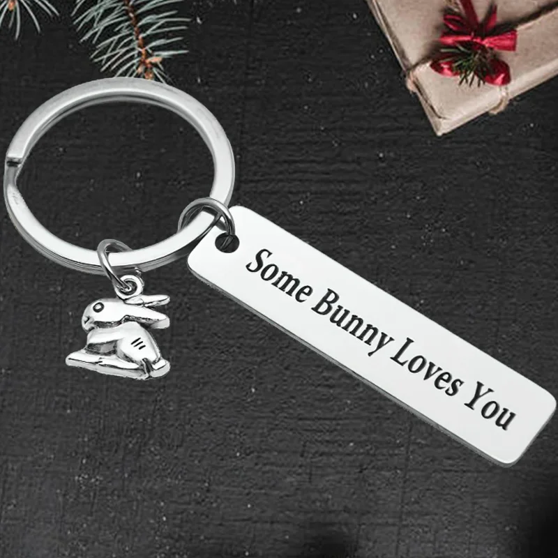 

Cute Easter Gift Keychain Pendant Cute Rabbit Bunny Lover Key Chain Keyring Some Bunny Loves You