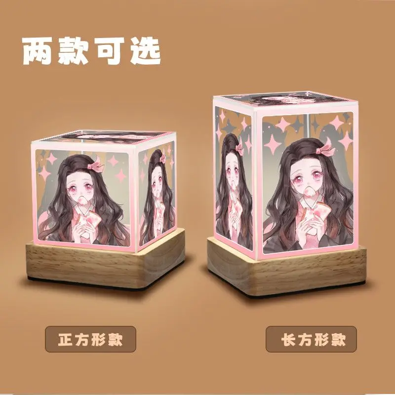 Demon Slayer Kamado Nezuko Anime Cartoon Cute Acrylic Glowing Stand Kawaii 2D Bedroom Atmosphere Night Light Ornament Gift view 4