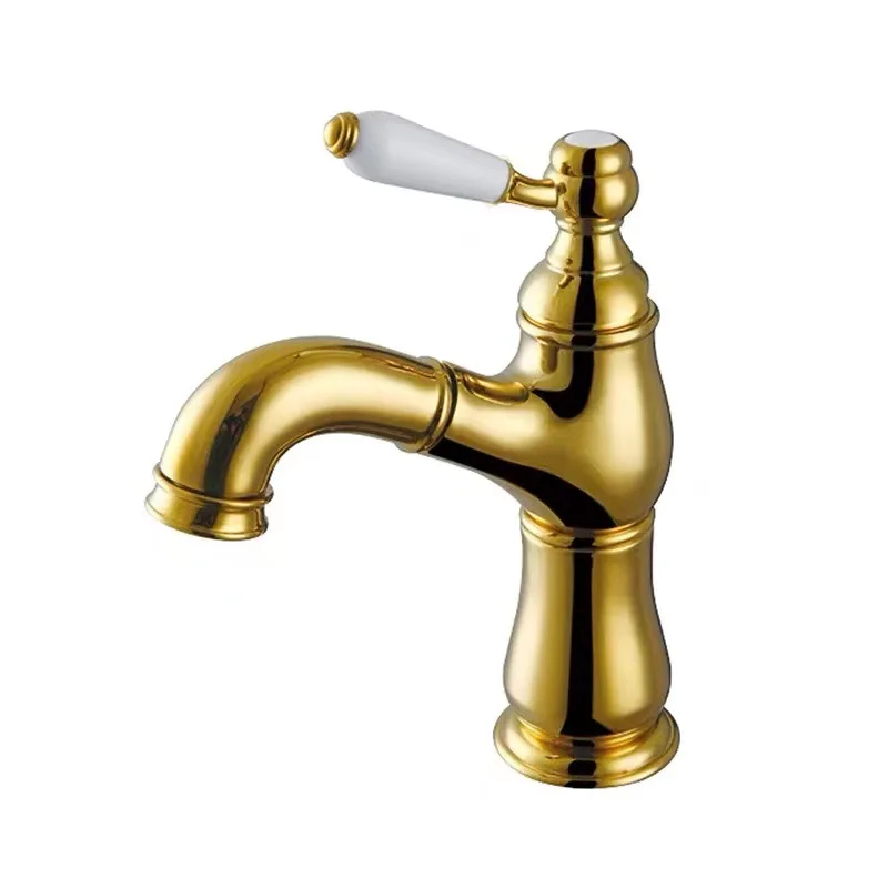

Pull The Faucet Under The Basin Faucet All Copper Basin Hotel Bathroom Cabinet Ceramic Handle Hot and Cold Faucet