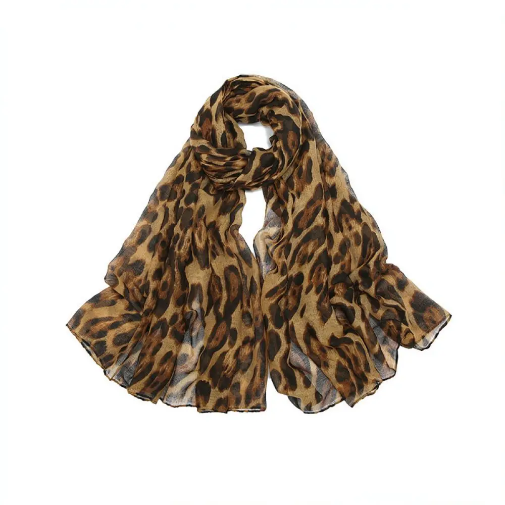 Vintage Leopard Scarf Women Y2K Fashion Headscarf Lightweight Soft Shawl Elegant Neck Wrap Chic Trendy Square Decorative Wrap