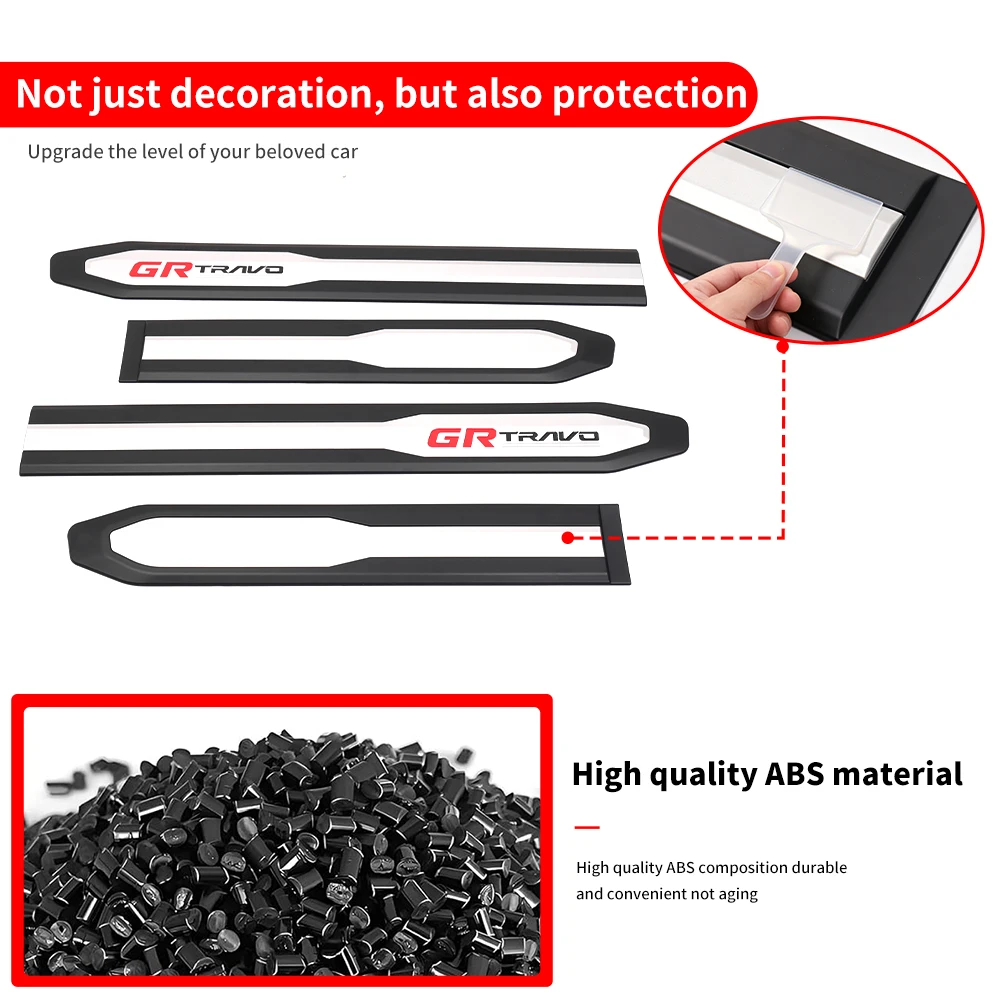 

For Toyota Hilux 2026 Body Side Molding Trim Cover ABS Exterior Door Decorative Strip Garnish Styling Upgrade Accessories