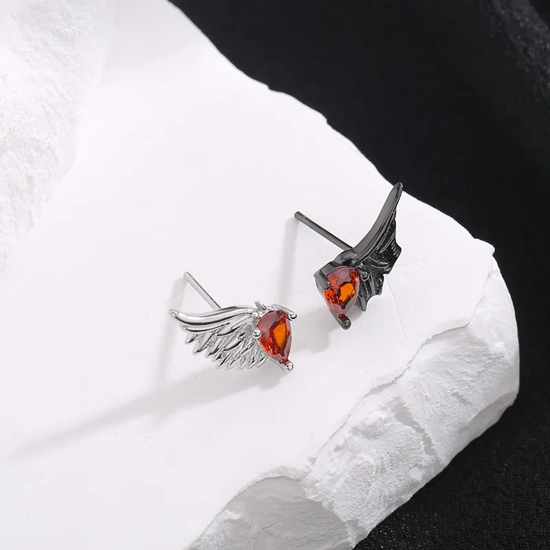 

New 925 Sterling Silver Wings Stud Earrings Fashion Gothic Style Women Earrings Birthday Party Gift Fine Jewelry