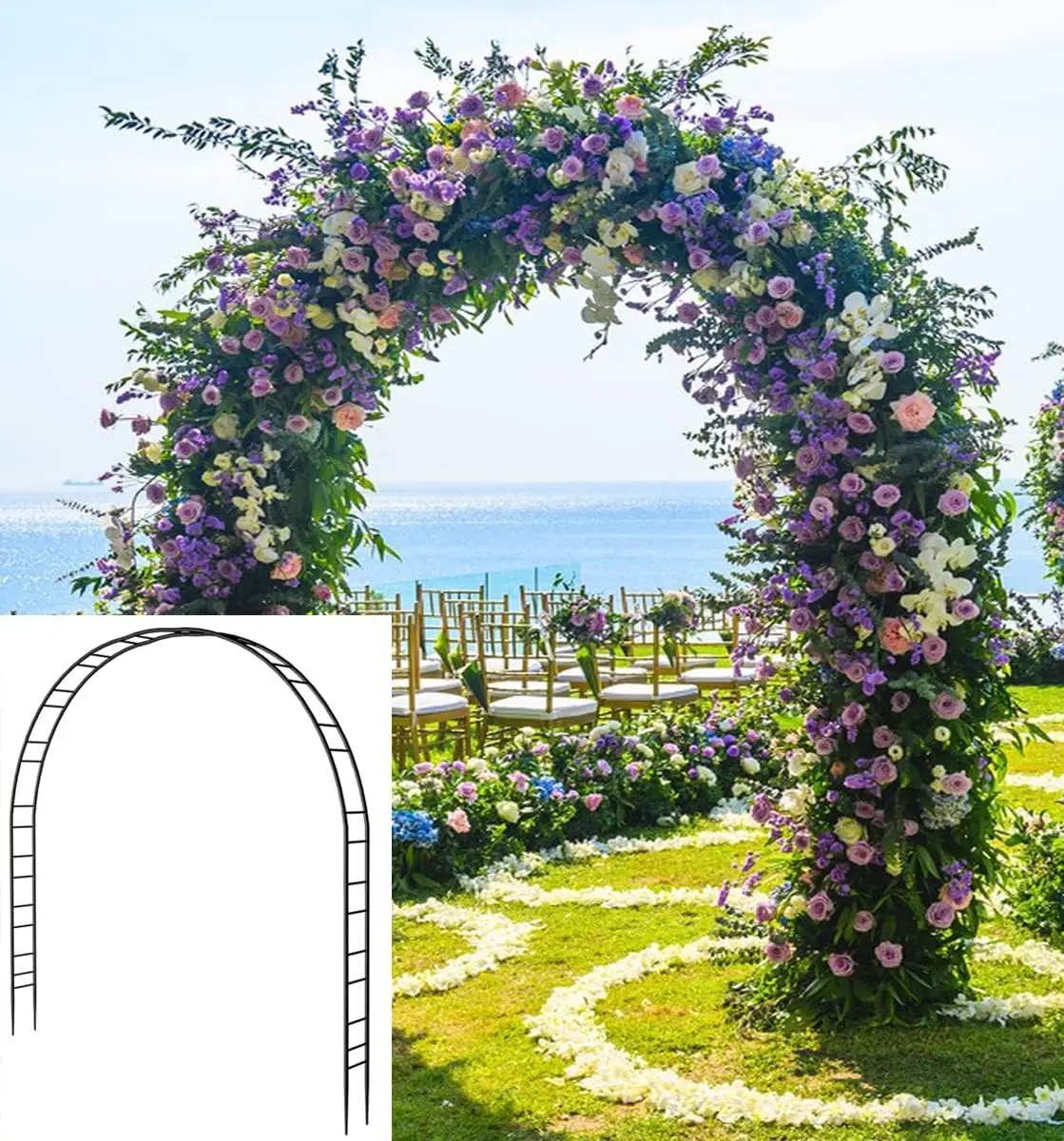 

Extra Large Garden Arch 7.2Ft Wide 9.2Ft High, Wedding Arch for Ceremony, Outdoor Garden Trellis for Climbing Plant, M