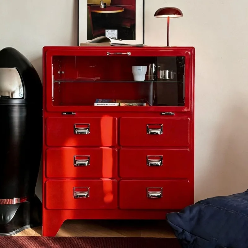 Thickened steel, stable and durable dopamine glass, drawer storage porch, living room general storage, clean and large capacity
