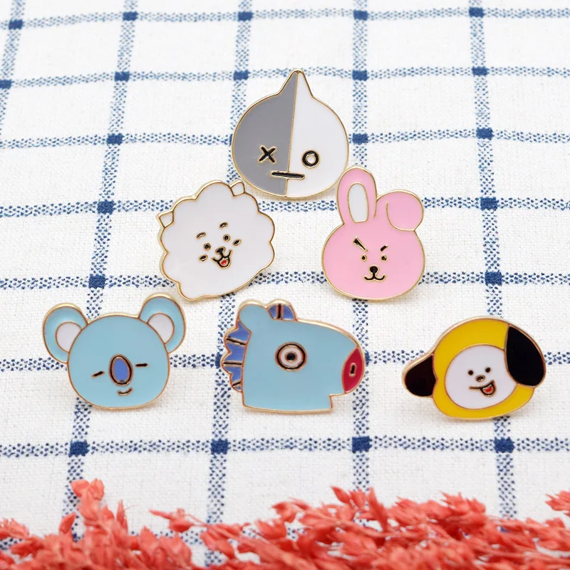 Anime Kawaii BT21 COOKY KOYA Surrounding Support Acrylic Emblem Girl TATA CHIMMY Cute Brooch Cartoon Clothing Accessories Gift