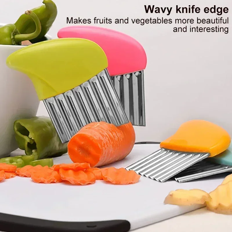 Stainless Steel Wavy Knife Potato Cutter Chips French Fry Maker French Fries Chopper Potato Knife Chopper Crinkle Wavy Slicer