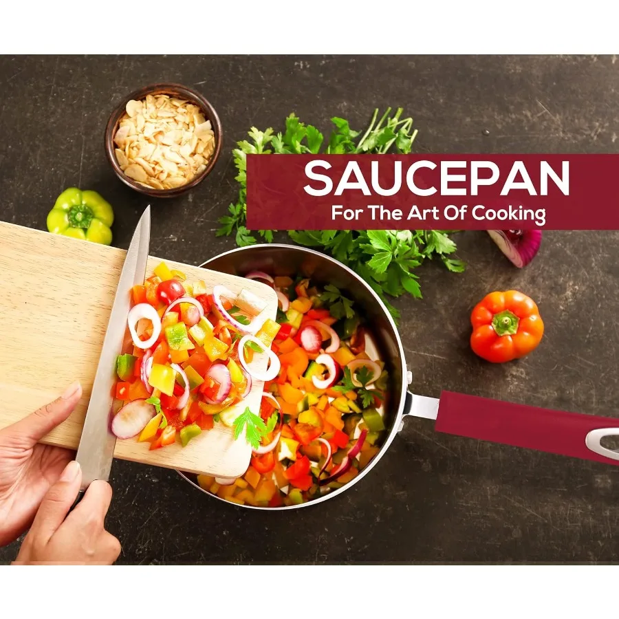 طقم قدر غير لاصق مع أغطية بسعة 1 كوارت و2 كوارت مقاسات أوعية طبخ متعددة الأغراض مثالية للمطابخ المنزلية #6