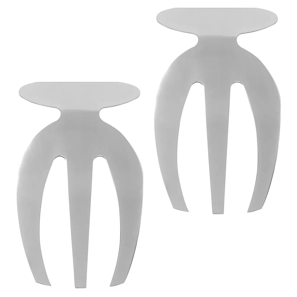 

2pcs Salad Forks Stainless Steel Kitchen Tools Vegetable Grabbers Serving Utensils Non Rust Smooth Piece Molded