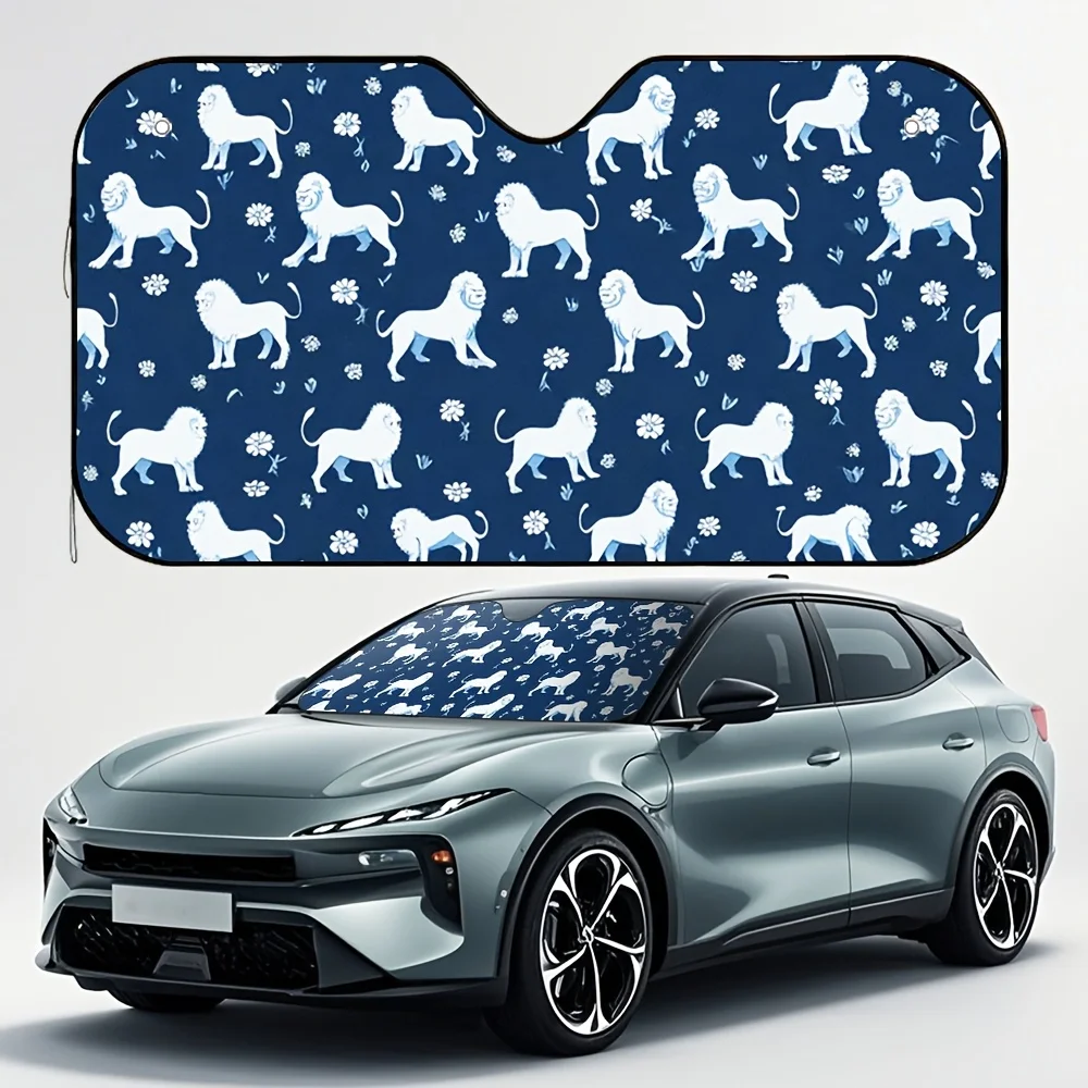 1pc Lion Paper Cutting Design Magnetic Car Sun Visor - Wind Resistant, Fit For Convertibles & Jeeps, Secure Edge Sunshield With
