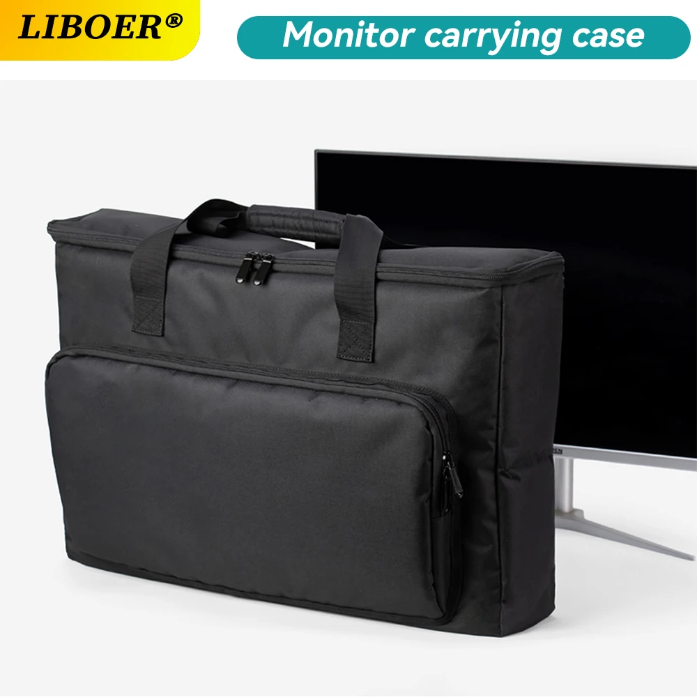 Carrying Case for PC Monitor Portable Shockproof Waterproof Padded Monitor Travel Bag with Strap for 24