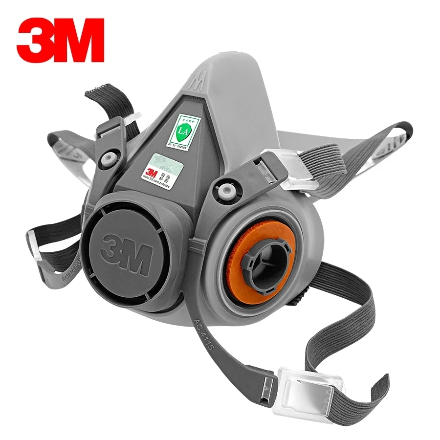 3M Genuine 6200 6100 Gas Mask Rubber Spray Paint Decoration Chemical Dust Mask Protect Respirator Size S M Reusable Half Mask