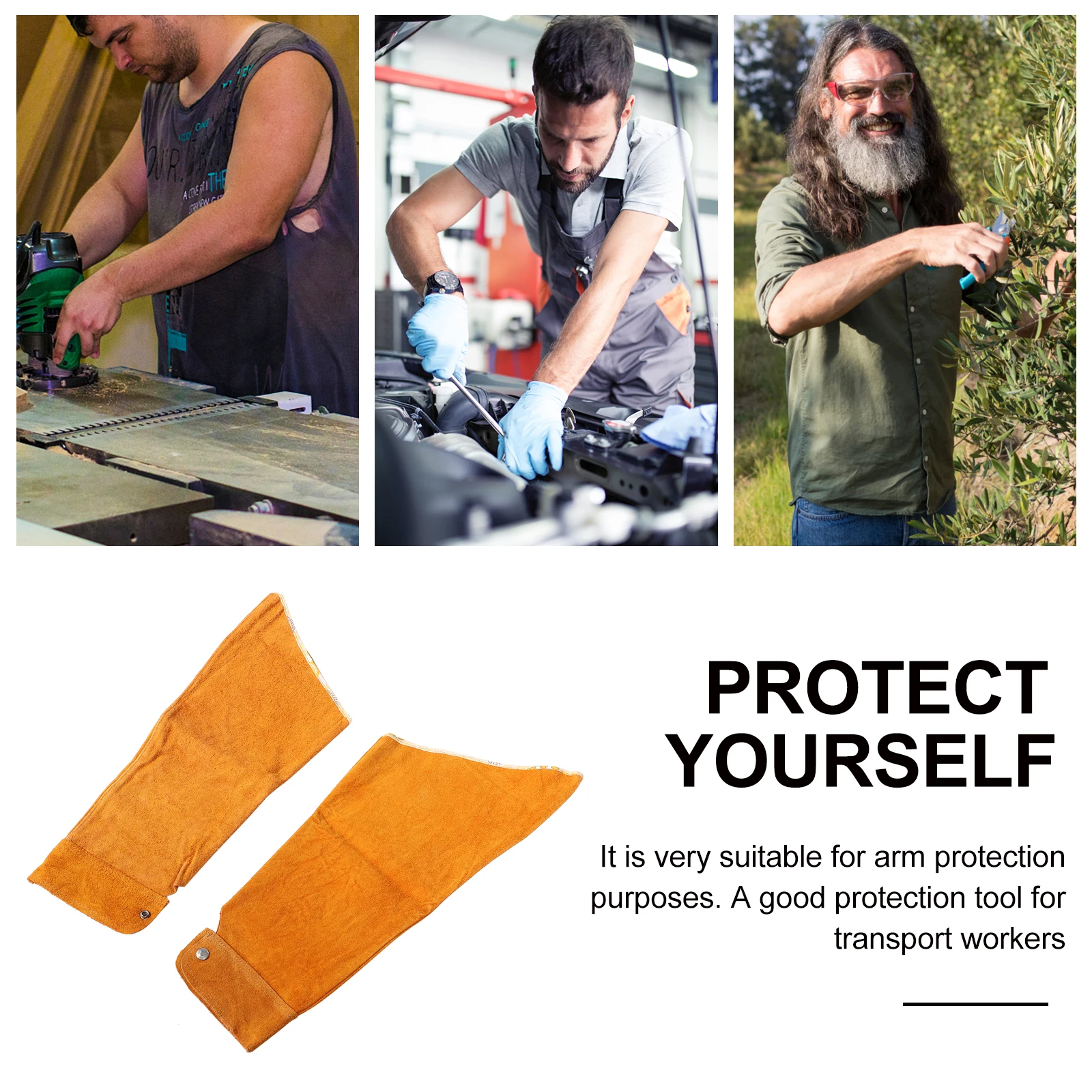 

Arm Sleeves Welding Guard Two Layers Cowhide Durable Heat Resistant Protective Oversleeves For Kitchen Garden Farm