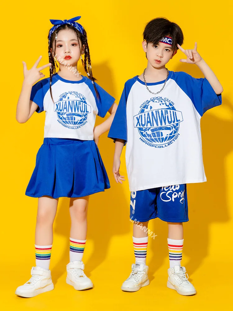 Children Hip Hop Skirt T Shirt Jogger Shorts Costumes for Girls Boys Dancewear Street Dance Wear Dancing Clothes Ballroom Jazz