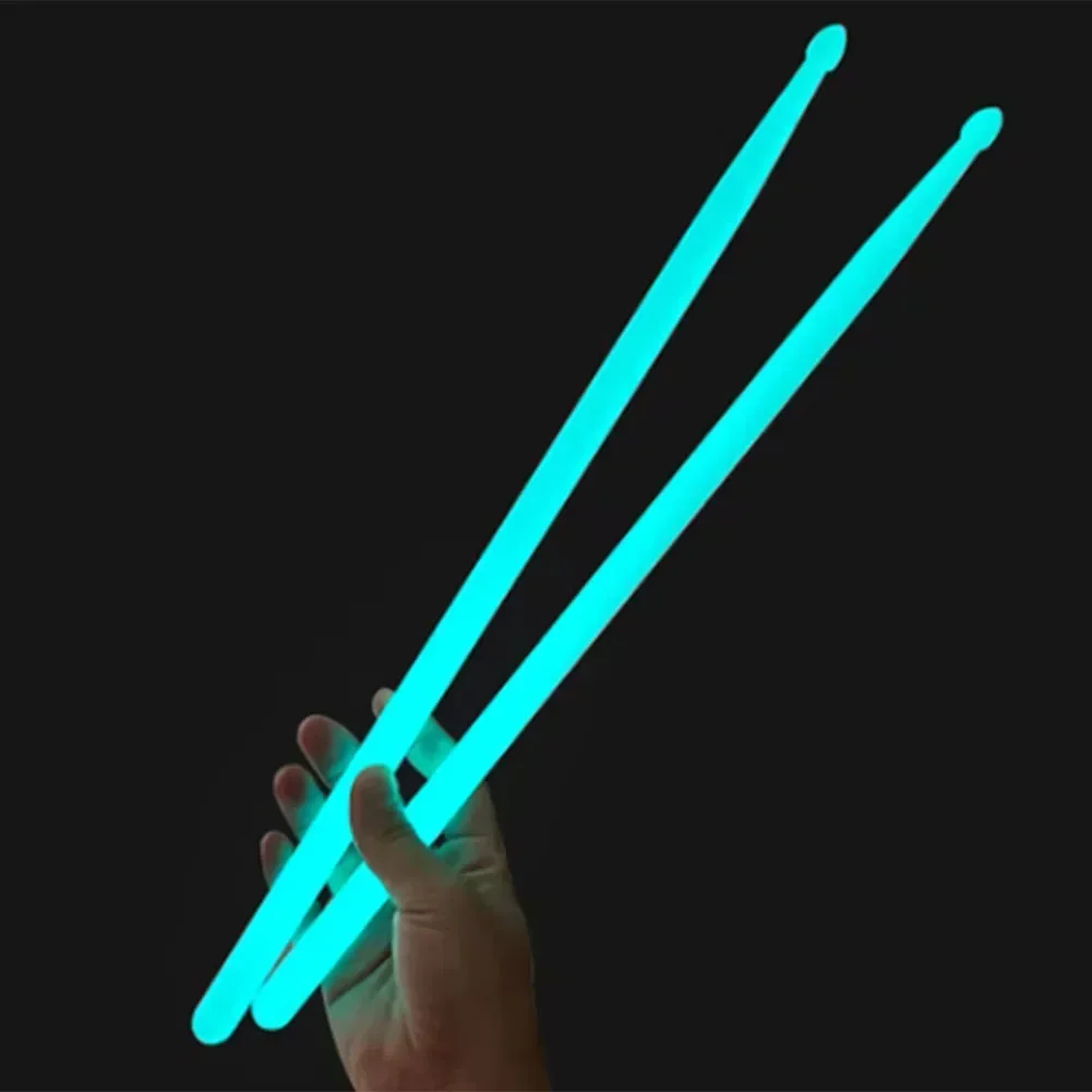 1Pair 5A Luminous Drumstick Fluorescent Drums Stick Parts Classic Waterdrop Tip Nylon Neon Colored Glowing Drum Sticks