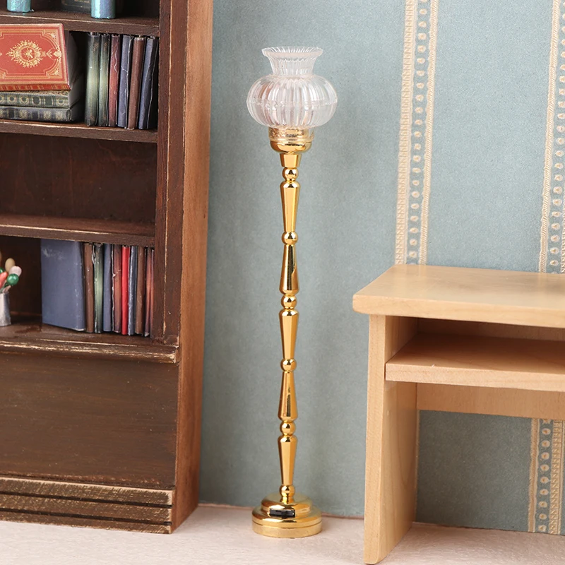 1/12 Puppenhaus Miniatur Stehlampe Blume Form LED Lampe Modell Möbel Zubehör Für Puppe Haus Dekor Pretend Spielen Spielzeug Geschenk