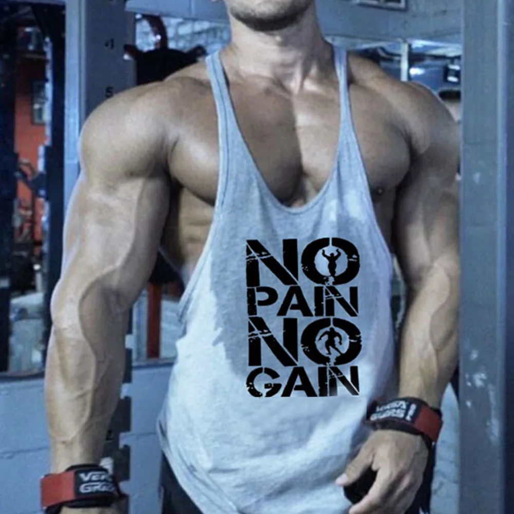 

Gym Bodybuilding Tank Tops Y-back Suspenders Vest Men Cotton Sport Sleeveless Shirt Singlets Fitness Muscle Workout Running Vest