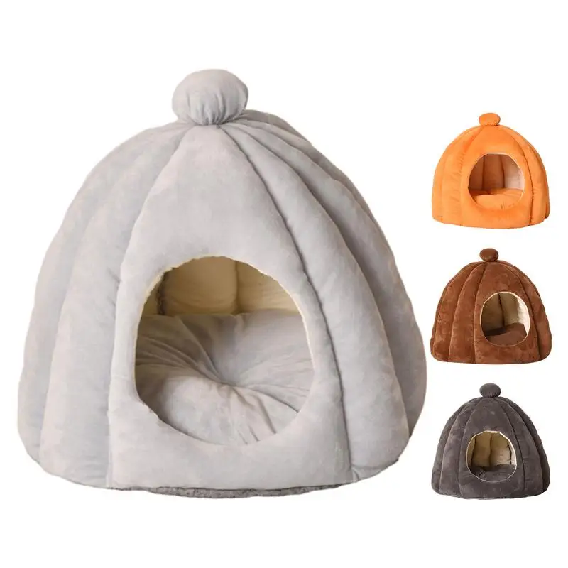 

Cat Tent Bed Self Warming Kitten Bed Slip Resistant Comfortable Semi-Closed Ultra Soft Dog Dome Bed With Washable Cushion