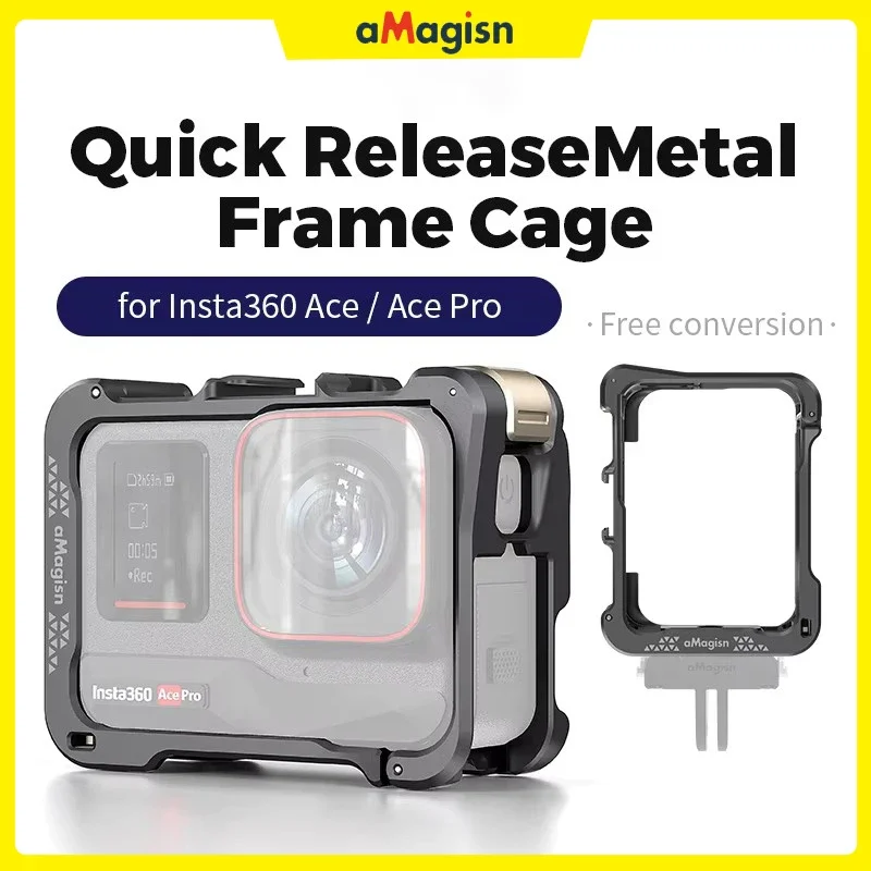 aMagisn Quick Release Metal Frame Cage for Insta360 Ace/Ace Pro/Ace Pro2 Sport Camera Protection Accessory