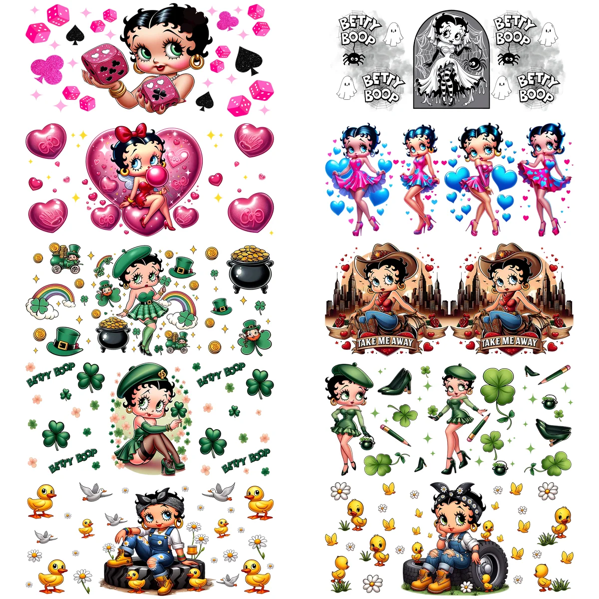 

10 sheets Vintage girl Series easy peel waterproof DIY Decals 3D transfers uvdtf stickers 16oz uv dtf cup wraps for Cup Glasses