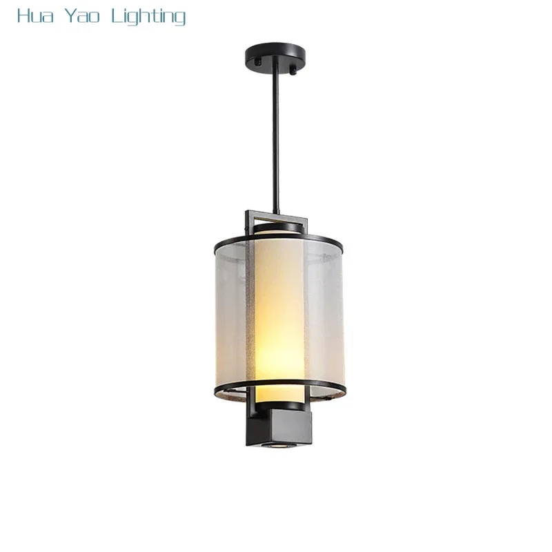 New Chinese Tube Pendant Lights Dining Room Designer Living Room Bedroom Bedside Study Pendant Lamps Modern White Shade Fixtures