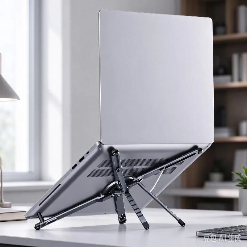 Aluminum Laptop Tablet Stand with 8 Angle Levels, Magnetic Attachment, Lightweight Cooling Support for Office Travel Setup