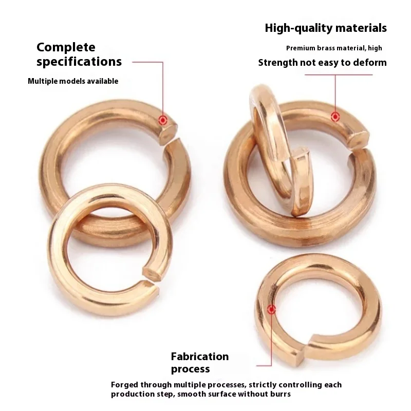 النحاس الربيع غسالة M2 M2.5 M3 M4 M5 M6 M8 M10 M12 - M20 سبليت الربيع غسالة قفل مطاطا طوقا نوع مفتوح رصاصة وسادة
