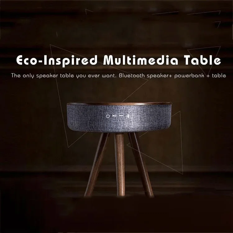 Accept Drop Shipping Home Theater System Speaker Wireless Charging Wooden Table Speaker Bluetooth Wireless Speakers
