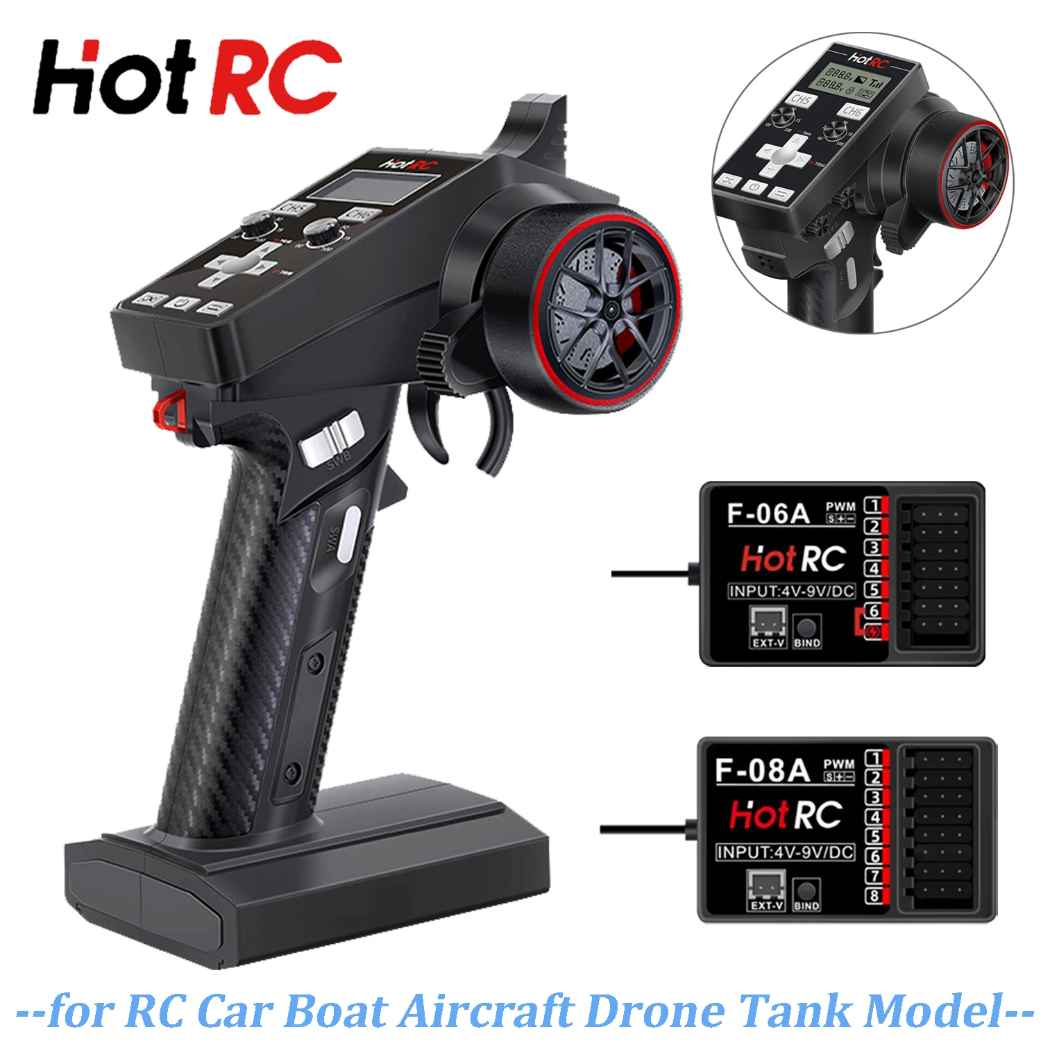 HOTRC Zender 2.4Ghz CT-6A CT-6B 6CH 8CH DC 4 V-9 V Afstandsbediening F-06A F-08A Ontvanger voor RC Model Auto Boot Vliegtuigen Onderdelen